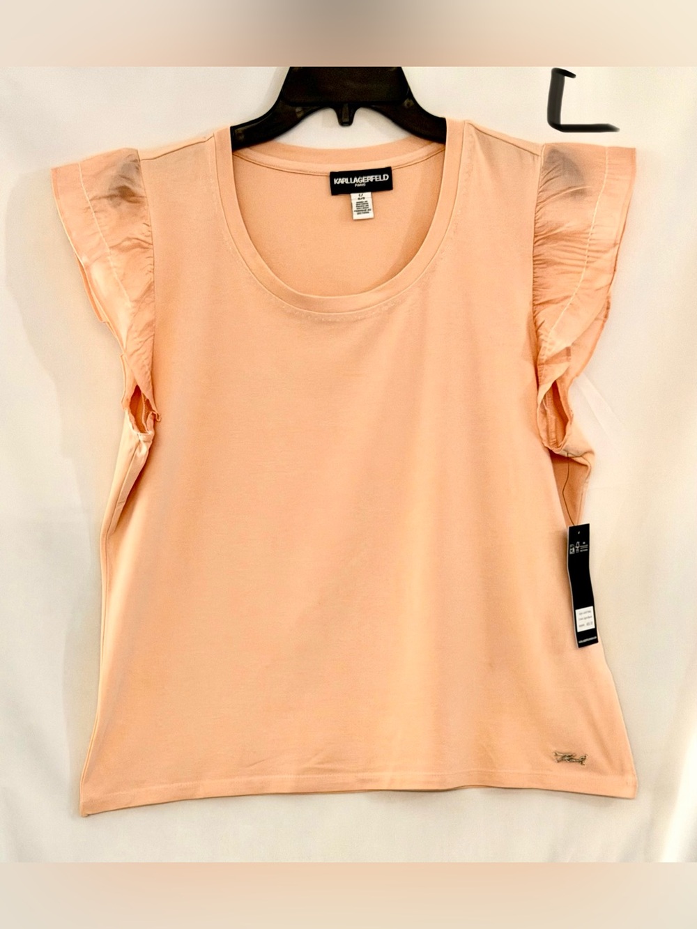 Karl Lagerfeld Peach Ruffle Sleeve Tank